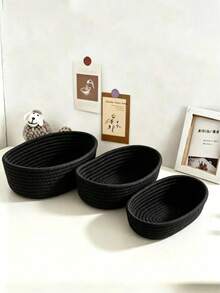 XqYBB Handwoven Rope Oval Storage Basket, Small Hanging Woven Basket, Suitable For Living Room, Bedroom, Game Room, Can Store Snacks, DIY Rope Basket, Holiday Decor, Gifts, Toys, Back To School Season - White (Fringe) - View 21