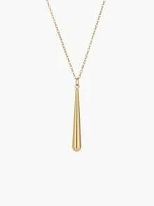 Vandermere 1 chiếc dây chuyền dài mặt hình giọt nước màu vàng thép không gỉ, thiết kế tối giản thanh lịch thời trang - Vàng - Xem 5