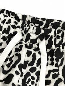Hidkat Women's Leopard Print Wide Leg Long Pants With Drawstring Waist And Slanted Pockets, Street Casual Y2K Style, Spring/Autumn - Grey - View 5