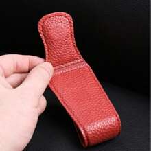 Car Sun Visor Glasses Holder - Magnetic Buckle Leather Material, One-Hand Operation, Non-Destructive Installation, Suitable For All Car Models, Car Interior Glasses Holder And Card Holder - Eyeglasses Clip - View 3