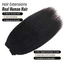 Kinky Straight Tape In Hair Extensions 50g/20pcs Brazilian Remy Human Hair Yaki Tape Ins Hair Invisible Glue Natural Black - Natural Black - View 4