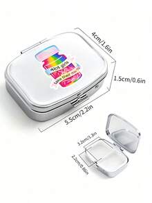 4-Piece Printed Pattern Square Pill Box, Printed Capsule Box With Mirror And Divider Design, Mini Pill Box, Portable Pill Storage Compartment, Mini Metal Storage Box, Portable Jewelry Box, Travel Pill Box, Weekly Pill Organizer, Suitable For Daily Medication, Essential For Doctors And Nurses, Emergency Needs, Travel And Hiking First Aid, Travel Emergency Kit, Suitable For Travel, Business Trip, Vacation, Dorm, Small Gift For Family, Teachers, Doctors, Back To School Gift, Teacher's Day Gift, Nurse Gift - Multicolor - View 8