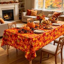 Tablecloth, 3/1pc Autumn Maple Leaf Plastic Tablecloth, 54 X 108 Inch Thanksgiving Rectangular Tablecloth Suitable For Harvest Festival Party Rustic Kitchen Decor - Multicolor - View 3