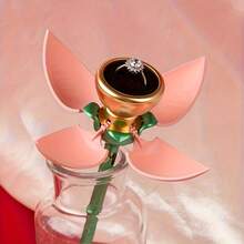Rose-Shaped Automatic Opening & Closing Ring Jewelry Box, Creative Ring Box With Mechanical Button Switch, Romantic Gift Box For Proposal, Engagement, Valentine's Day, Birthday Gift And Decoration - A - View 7