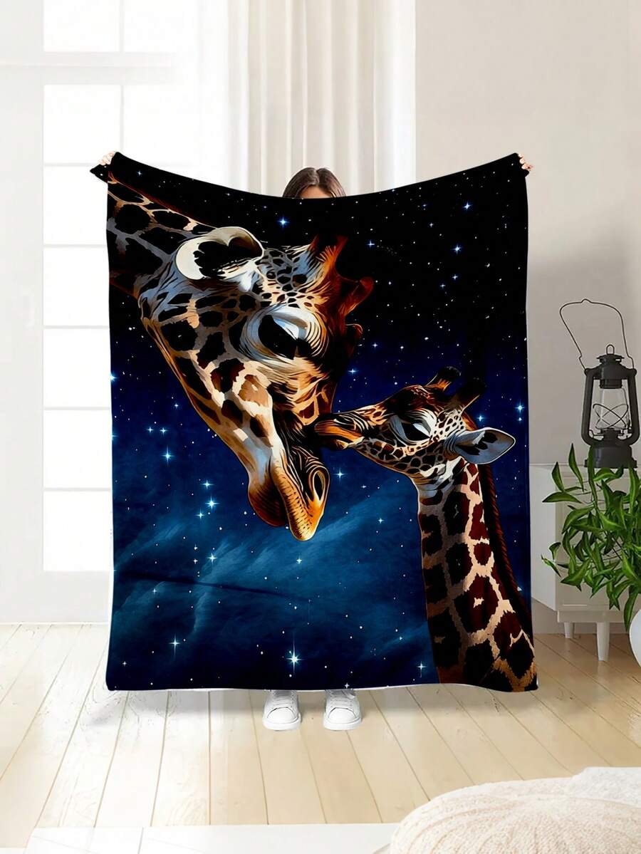 Soft & Comfortable 280gsm Blanket, Animal & Floral Print Pattern, Outdoor Camping Leisure Blanket, Multi-Purpose Blanket For Sofa, Bed And More, Suitable For Home, Picnic, Travel, All Seasons Comfort, Modern Style, Polyester, Machine Washable - Multicolor - View 1