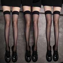 1/2/3 Pairs Women's Ultra-Thin Transparent Over-The-Knee Stockings, Disposable, Top Patchwork Design, Fashionable Women's Hosiery - Multicolor - View 10