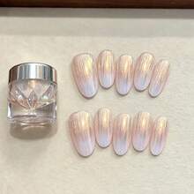 桃色幻彩變色龍極光粉法式全息可擦拭美甲粉，Y2K風格美甲裝飾，高光澤寶石般閃亮，亦適用於手工藝 - 彩色 - 查看 2