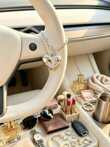 1pc Crystal Virgin Mary Rhinestone Cross Pendant, Elegant Women's Car Interior Decor Hanging Ornament, Universal Decoration For Steering Wheel, Rearview Mirror And Handbag, Exquisite Religious Style Gift For Family And Friends - A - View 5