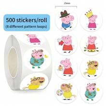 500PCS/Roll Family Animation Seling Stickers Cute Pigs Cartoon Roll Decal DIY Luggage Phone Guitar Scrapbook Waterproof Stickers Party Gifts - View 1