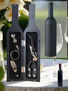 5/3pcs Stainless Steel Bottle Opener Gift Set/Christmas Wine Bottle Decor Set, Suitable For Kitchen Storage, Home Decor, Beverage, Milk Can Opener, Holiday Party Decoration, Gift For Dad/Personalized Gift, Christmas Gift - Black - View 4