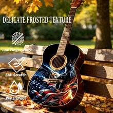 1pc Eagle Pattern Personalized Guitar Body Protector Sticker, Creative DIY Decal, Waterproof Self-Adhesive Wear-Resistant, Universal Modification Decoration Sticker For Acoustic Guitar, Electric Guitar, Ukulele - Black - View 6