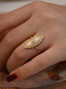 1pc Eye Eight-Pointed Star Ring For Women, Unique Niche Design, Personalized Luxury Style, Elegant Exquisite Finger Ring Suitable For Daily Wear, Gatherings And Parties - Yellow Gold - View 7