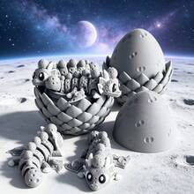 Cute Adorable 3D Printed Moon Dragon Egg Model Set Plastic Toy Ornament Desktop Decor Sculpture Holiday Gift - Multicolor - View 3