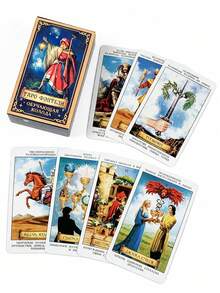 1 Box Magic Themed Tarot Cards ,78 Cards,Russian Version Comes With A Detailed User Guide,Mysterious Divination Set,Spiritual Gift - Multicolor - View 3