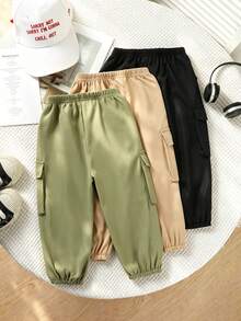Bhchntiy Baby Boy Spring/Autumn New Solid Color Casual Fashion Cargo Pants - Multicolor - View 2