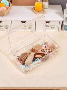 1pc 4-Compartment Hair Accessory Storage Box, Divided Hair Ties Hair Clips Hair Bands Organizer Box, Desktop Jewelry Divided Storage Container, Dust-Proof Transparent Visible Hair Accessory Storage Box With Lid, Hair Accessory Organizer Box, Hair Accessory Storage Container, Hair Ties, Hair Clips, Hair Bands Divided Organizer Box - Clear - View 9