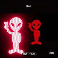 2pcs Neon Reflective Safety Stickers, Fun Alien Design - Suitable For Cars, Bicycles, Motorcycles, Backpacks - Night Visibility Decals, Durable Adhesive, Long-Lasting Reflection, Perfect For Vehicle Owners - Multicolor - View 8