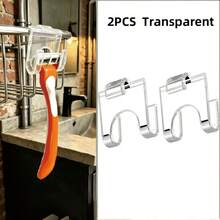 2/4pcs No Drill Bathroom Shelf Hooks, Hanging For Razor Holder, Shower Caddy Storage Organizer, Plastic Hook For Razor, Toothbrush, Bath Sponge, Loofah, Washcloth, Cleaning Brush, Sink Rack, Cabinet Basket Additions, Black White Clear - One Size Fits All - View 4
