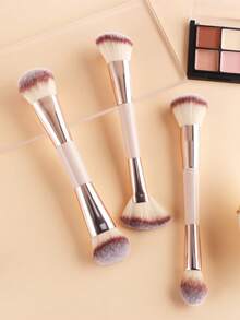 ronshadow 3pcs Dual-Ended Makeup Brushes, Large Round Blush Brush & Fan Contour Brush, Soft Bristles With Good Powder Pickup, Daily Commute Full Face Makeup Tool For Sculpted Contour - Multicolor - View 9