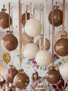 6/12/18pcs 22 Inch Large Round Foil Balloons, Suitable For Ceiling Holiday Decoration, New Year, Birthday, Wedding Party Decoration - Multicolor - View 5