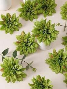 MEHELANY 17pcs Green Artificial Dahlia Flower Heads, Faux Flowers For DIY Wedding Arch Backdrop, Party, Home & Garden Decor, Bridal Corsage, Birthday Gift - Green - View 5