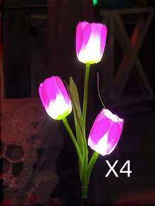 1pc/4pcs New Solar Powered LED Tulip Ground Lights, Tulip-Christmas-Tulip Solar Garden Lights, Waterproof Outdoor Yard Decoration, Pink Solar Lights, Perfect For Weddings, Festivals, Confessions, Proposals, Anniversaries, Gardens, Flower Beds, Music Festivals, Valentine's Day, Mother's Day, Christmas, Halloween, Perfect Gift For Mom, Women And Grandma - Tulip - View 14