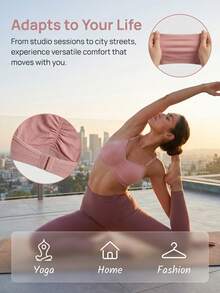 Seamless Lingerie Set, Comfortable Casual Bra, Adjustable Straps - Pink - View 5