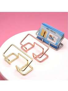 Metal Hollow Desktop Display Stand, Minimalist Iron Square Ornament Base, Stable And Anti-Slip, Light Luxury Multi-Color Options, For Cards, Photo Frames, Commemorative Plaques, Crafts Display, Office Desk Placement, Party Exhibition Tabletop Decoration Display Rack - One Size - View 3