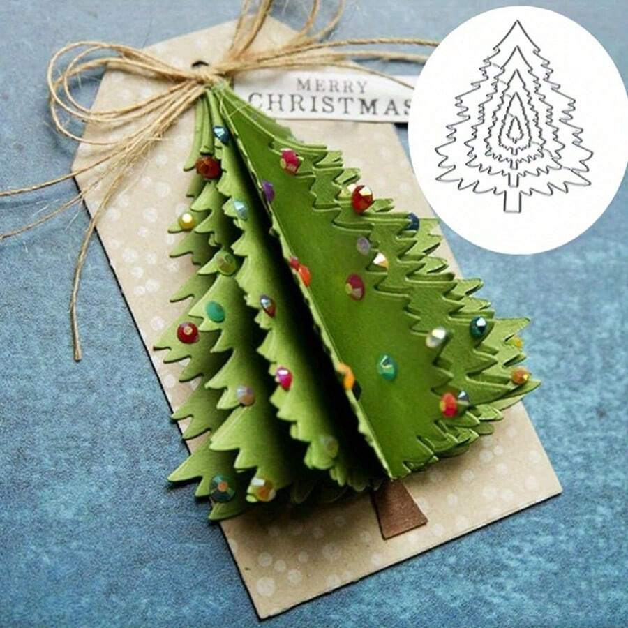 1pc Christmas Tree Metal Cutting Die, Carbon Steel Embossing Mold, Suitable For Holiday Journal Making, Birthday DIY Craft Cutting, And Scrapbooking For Photo Albums And Holiday Greeting Cards