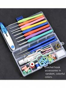 59pcs/Set Crochet Kit, Portable Hanging Storage Knitting Tools For Beginners, Can Crochet Pet Clothes, Socks, Gloves, Scarf, Hat, Flowers, Bags, Pockets, Gifts, Decoration Accessories, Random Color Yarn & Hook - Multicolor - View 16