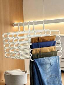 10-Pack/5 Packs/4 Packs/2 Packs Wardrobe Storage Hangers, Plastic 5-Layer Scarf Hanger, Optional Upgraded Thickened Model, More Sturdy And Durable, Wardrobe Pants Hanger, Scarf Tie Storage Hanger - White - View 2
