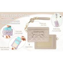 Cute Rhombus Pattern ID Badge Holder With 3D Bow, Retractable Lanyard Up To 35cm, Double-Sided Storage, Slim And Lightweight, Suitable For Employee ID/Transportation IC Card, Commuting/School Use, 4 Colors Available - Multicolor - View 9