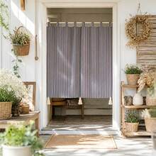 1pc Bohemian Style Tassel Bag-Shaped Curtain, Colorful Striped Print Privacy Curtain, Suitable For Living Room/Bedroom Doors And Windows, Home/Apartment Window Decor - Brown - View 6