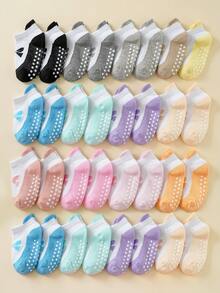 12 Pairs Random Bow Pattern Anti-Slip Floor Socks For Girls 1-12 Years Old, Dotted Grip Socks - Multicolor - View 3