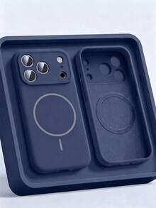 1PC Liquid Silicone Phone Case Compatible With Iphone 17 Pro Max, Compatible With IPhone 16, 15, 14, 13, 12, Magnetic Charging, Ultra-Thin, Minimalist Solid Color, High-Quality Soft Cover With Full Lens Protection, Premium Protective Case - Royal Blue - View 9