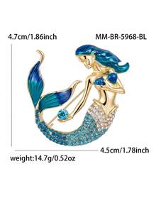 Luxury Crystal Mermaid Brooch, Cartoon Style Pin, Women's Party Dress Accessory/Friend Gathering Badge Gift - Mermaid - View 12