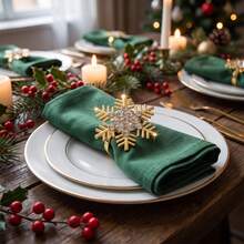 3pcs Deer Napkin Rings + 3pcs Snowflake Napkin Rings, Exquisite Christmas Themed Napkin Rings - Gold - View 6