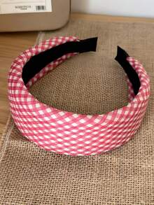 1pc Women's Vintage Plaid Padded Wide Headband, Checkered Pattern Fabric Hair Hoop, Sweet Avant-Garde Style Solid Color Hair Accessory, Suitable For Women And Girls - Multicolor - View 6