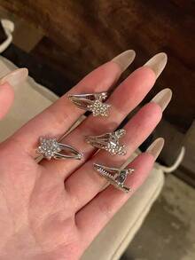 2pcs Elegant Rhinestone Star Hair Clips, High-End Rhinestone Side Hair Clips, Suitable For Front Hair Or Voluminous Hairstyles Mini Hair Clips - Multicolor - View 4