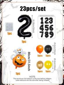 Set Of 23 Whimsical Black Number Pumpkin Ghost Balloons In Black, Orange, And Gold; DIY Balloon Arch Kit For Photo Props; Perfect For Halloween, First Birthdays, Baptisms And Confirmations, Children's Parties, And Fall Holiday Decorations - View 10