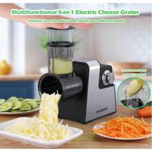 DUCHIFAD Electric Cheese Grater, Electric Slicer Shredder With 5 Versatile Blades, Electric Slicer Shredder, Digital Salad Machine For Fruits, Vegetables, Cheeses - Black - View 8
