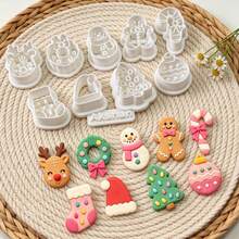 10Pcs Christmas Theme Polymer Clay Cutters, Snowman Reindeer Xmas Tree Pattern Clay Molds, DIY Handmade Earring Pendant Jewelry Craft Tools - 10 Pieces - View 3