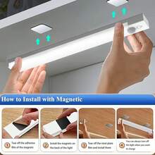 1pc Upgraded 3-Color USB Rechargeable Motion Sensor Night Light, Warm White/Cool White/3-Color, Suitable For Bedroom, Kitchen, Closet, Stairs, Hallway And Cabinet - Cabinet Light - View 9