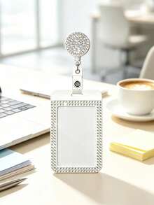 Shiny ID Card Holder With Lanyard, ID Card Storage Box, Anti-Loss Lanyard, Student ID Card Holder, Self-Service Restaurant Card Holder, Slide Cover, Dual Card Slots, Small Card Slot, Bus Card Holder, Non-Inductive, Bank Card Holder, Subway Card Storage, Adjustable Portable ID Card Holder Decorative Keychain, Suitable For Office Workers And Students, Perfect Gift, Back To School Gift, Couple Card Holder, Bank Card Holder, Travel Essential, Back To School, Commuting, Business Trip, Vacation - Multicolor - View 7