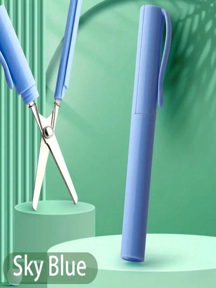 1pc Mini Portable Scissors - 2-In-1 Folding Scissors, Compact, Sharp Creative Stationery, Mini Folding Student Art Scissors, Portable Multi-Function Scissors Blade, Suitable For Crafts, DIY And Daily Use, Students, Office And Travel