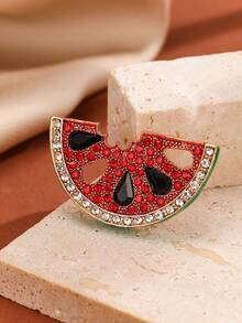 1pc European And American Style Watermelon Rhinestone Cute Casual Sweet Brooch, Suitable For Clothes, Bags, Socks Decoration, Daily Wear, Party, Gift - Multicolor - View 7