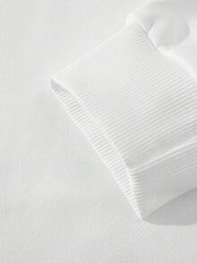 Sudadera de hombre de hombros caídos de un solo color, para otoño, parte superior de manga larga - Blanco - Ver 4