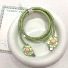 4pcs Floral Data Cable Protector, Compatible With Apple Phone Accessories Data Cable Protector - Durable, Anti-Break, Elegant Design - Multicolor - View 7