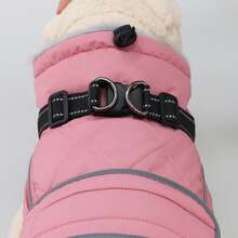 Metglad Dog Winter Coat, Quilted Fleece‑Lined Pet Jacket, Adjustable High‑Collar Dog Jacket With Leash Attachment D‑Ring, Belly‑Coverage Snow Suit For Small, Medium & Large Dogs - Watermelon Pink - View 10