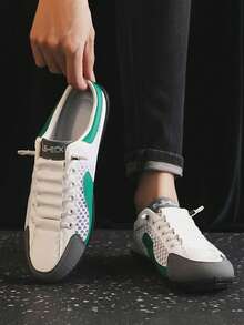 Nuevas sandalias casuales de verano para hombre, con suela de goma antideslizante, parte superior transpirable de PU y tela. Cuentan con diseños geométricos y colores lisos, ajuste - Verde - Ver 7